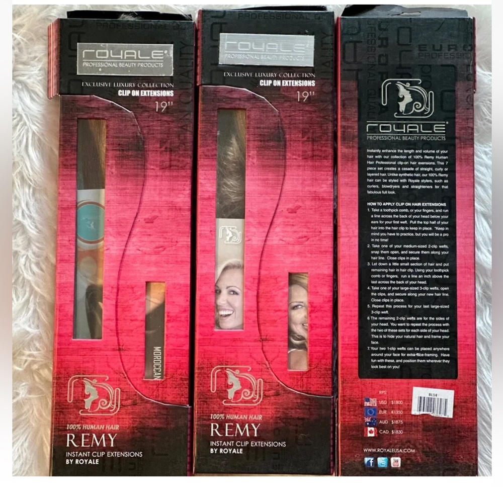SET OF 3 NEW‼️ Human Hair clip on extensions 19” blonde 100/110 grams real hair